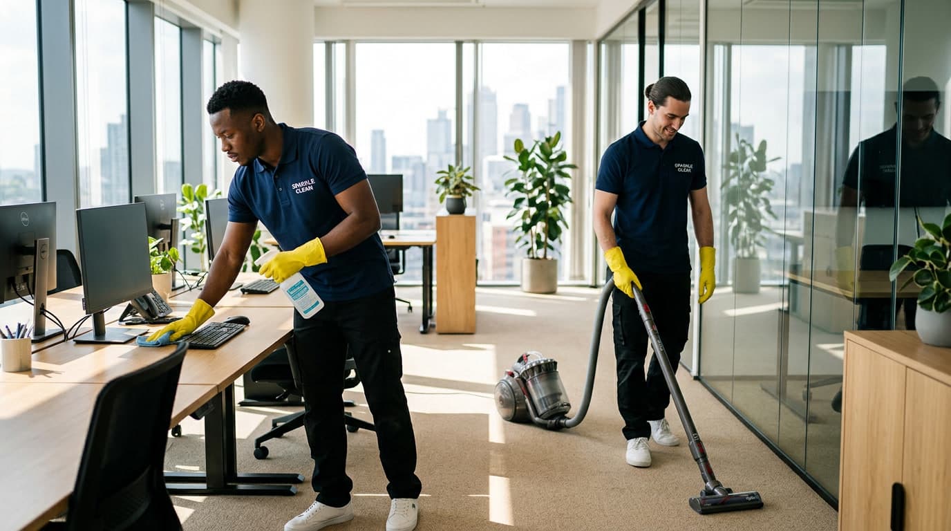 KISA professionals cleaning an office